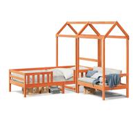 (wax brown, 100 x 200 cm) vidaXL Bed and Bench Set with Roof Kids Bed Frame Bed Base Solid Wood Pine