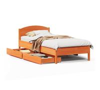 Bed Frame with Headboard Base Wax Brown 100x200 cm Solid Wood Pine vidaXL