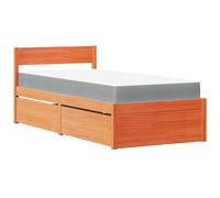 vidaXL Bed With Drawers And Mattress Wax Brown 100X200 Cm Solid Wood Pine, Brown