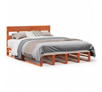 Bed Frame with Headboard Mattress Foundation Bed Base Solid Wood Pine vidaXL