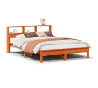 vidaXL Bookcase Bed Without Mattress Wax Brown 120X190 cm Small Double Solid Wood Pine, Brown
