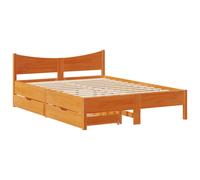 vidaXL Bed Frame with Drawers Wax Brown 120x200 cm Solid Wood Pine