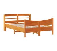 (wax brown, 120 x 200 cm) vidaXL Bed Frame with Headboard Bed Base Solid Wood Pine