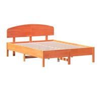 (wax brown, 130 x 190 cm) vidaXL Bed Frame with Headboard Bedstead Bed Base 120x200 cm Solid Wood Pine