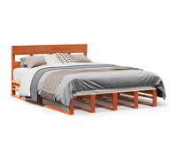 vidaXL Bed Frame without Mattress Wax Brown 135x190 cm Double Solid Wood Pine