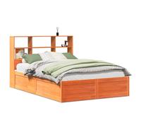 vidaXL Bed Frame Without Mattress Wax Brown 135X190 cm Double Solid Wood Pine, Brown