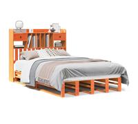 vidaXL Bookcase Bed without Mattress Wax Brown 135x190 cm Double Solid Wood Pine, Brown