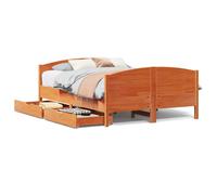 (wax brown, 140 x 190 cm) vidaXL Bed Frame with Headboard Bed Base Bedstead Solid Wood Pine