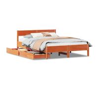 (wax brown, 140 x 190 cm) vidaXL Bed Frame with Headboard Wax Solid Wood Pine