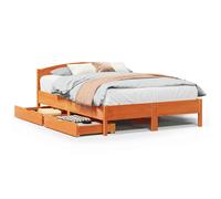 vidaXL Bed Frame Without Mattress Wax Brown 140X200 cm Solid Wood Pine, Brown