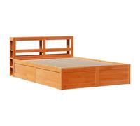(wax brown, 140 x 200 cm) vidaXL Bed Frame with Headboard Bedstead Bed Base Solid Wood Pine