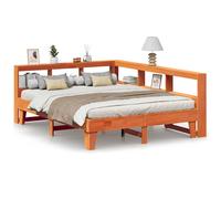 (wax brown, 140 x 200 cm) vidaXL Bookcase Bed without Mattress Wax Brown 160x200cm Solid Wood Pine bed