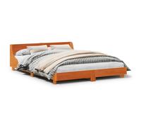 (wax brown, 150 x 200 cm) vidaXL Bed Frame with Headboard Wax Solid Wood Pine