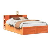 vidaXL Bed Frame without Mattress Wax Brown 150x200 cm King Size Solid Wood Pine, Brown
