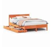 Bed Frame with Headboard Base Wax Brown 160x200 cm Solid Wood Pine vidaXL