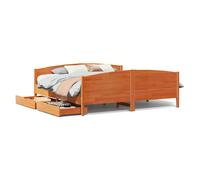 (wax brown, 180 x 200 cm) vidaXL Bed Frame with Headboard Bed Base Bedstead Solid Wood Pine