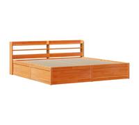 (wax brown, 180 x 200 cm) vidaXL Bed Frame with Headboard Bed Base Solid Wood Pine