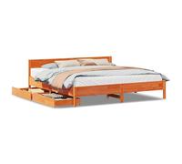 (wax brown, 180 x 200 cm) vidaXL Bed Frame with Headboard Wax Solid Wood Pine