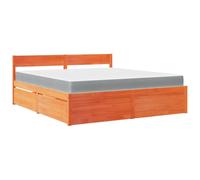 (wax brown, 180 x 200 cm) vidaXL Bed with Drawers and Mattress Home Bed Base Bedstead Solid Wood Pine