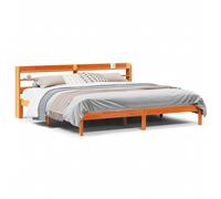(wax brown, 200 x 200 cm) vidaXL Bed Frame with Headboard Wax Brown 135x190 cm Double Solid Wood Pine