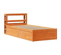 vidaXL Bed Frame with Headboard Solid Wood Pine Wax Brown 75 x 190 cm