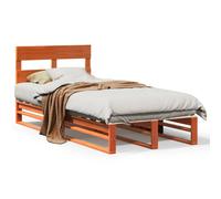 (wax brown, 75 x 190 cm) vidaXL Bed Frame with Headboard Mattress Foundation Bed Base Solid Wood Pine