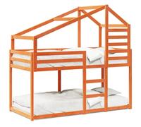 (wax brown, 75 x 190 cm) vidaXL Bunk Bed with Roof Bed Frame Kids Twin Sleeper 80x200cm Solid Wood Pine