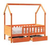 (wax brown, 80 x 160 cm) vidaXL Kids Bed Frame with Drawers Wooden Bed Solid Wood Pine