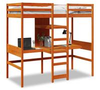 (wax brown, 80 x 200 cm) vidaXL Loft Bed Frame without Mattress Children's Bunk Bed Solid Wood Pine