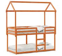 (wax brown, 90 x 190 cm) vidaXL Bunk Bed with Roof Bed Frame Kids Twin Sleeper 90x200cm Solid Wood Pine