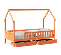 vidaXL Kids Bed Frame with Drawers without Mattress 90x190 cm Single Solid Wood