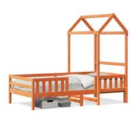 (wax brown, 90 x 200 cm) vidaXL Bed Frame with Roof Home Bed Base Mattress Foundation Solid Wood Pine