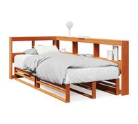 vidaXL Bookcase Bed Without Mattress Wax Brown 90X200cm Solid Wood Pine, Brown