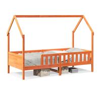 (wax brown, 90 x 200 cm) vidaXL Kids' House Bed Frame Toddler Bed Base Children's Bed Solid Wood Pine