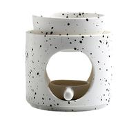 Wax Burner, 100ml Tealight Warmer Ceramic Scented Oil Diffuser Tea Light Holder With Spoon For Dining Farmhouse Living Room Entryway Bedroom Dorm, Black And White