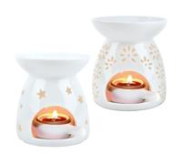 Wax Burners,Set of 2 Oil Burners,Oil Burners For Essential Oils, Candle Tealight Wax Burner,Ceramic, Wax Melt Burners, Ceramic Aromatherapy Candle Holder 100ml, Capacitycandle Burner Essential,10*11cm