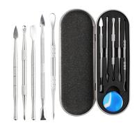 Wax Carving Tools 5 Pcs Stainless Steel Dab Set with Metal Case for Jewellery Sculpting Modeling Scraping Mini Silver