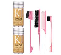Wax Comb Set for Wigs, Edge Control Pomade Stick, Anti-Frizz Non-greasy, Unisex Hair Slicker for Flyaways, 4Pcs Brush Set