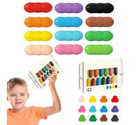 Wax Crayons for Children, Washable Wax Crayons for Children, Preschool Painting Accessories, 12 Colours, Pea Shape, Lightweight Grip for School, Nursery on the Go