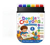 Wax Crayons Set - Pack of 6 Lightweight Non-Slip Pens for Smooth Drawing | Gentle Children's Wax Crayons for Drawing and Colouring, for Home Nursery Lessons Travel Road Trip Birthday Party