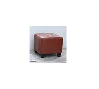 Wax Leather Square Foot Stool - Soft Anti-Slip Foot Rest for Shoe Changing, Easy to Clean, 30x30x35cm, Stylish Red for Home & Office