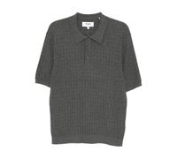 Wax London diamond stripe knitted polo shirt - Grey S-XL