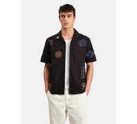 Wax London Didcot Short Sleeve Doodle Shirt - Navy Blue/Multi - Navy Blue / M