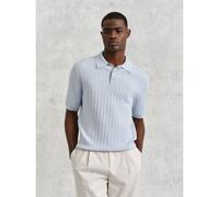 Wax London Mens Blue Naples Textured Knitted Polo Shirt