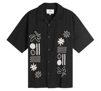 Wax London Men's Didcot Abstract Applique Vacation Shirt Black/Ecru