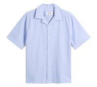 Wax London Men's Didcot Seersucker Stripe Vacation Shirt Blue/Ecru