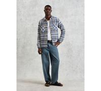 Wax London Mens Ecru Blue Whiting Strand Check Overshirt