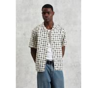 Wax London Mens Ecru Multi Geo Tile Didcot Shirt