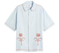 Wax London Men's Keats Dahlia Embroidery Vacation Shirt Light Blue/Rust