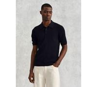 Wax London Mens Midnight Naples Textured Knitted Polo Shirt
